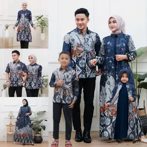 Baju Batik Couple Pasangan Keluarga Kekinian 2025 Motif Ayam Navy Matt Katun Premium