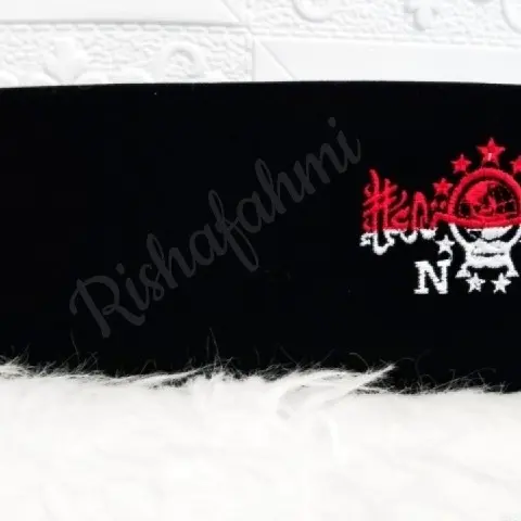 0Songkok Nu Hijau Emas Merah Putih/Peci Hitam logo Nu/Kopiah bordir logo Nu 2