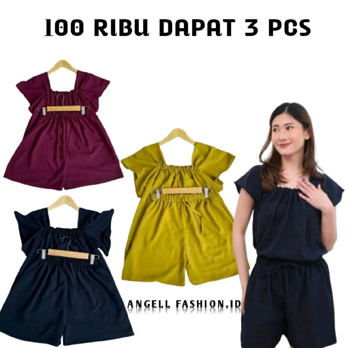 100 RIBU DAPAT 3 PCS ONE SET SETELAN LONG SQUARE NAGITA HOTPANTS ONE SET SETELAN HOTPANTS CRINKLE AIRFLOW SETELAN PANJANG WANITA