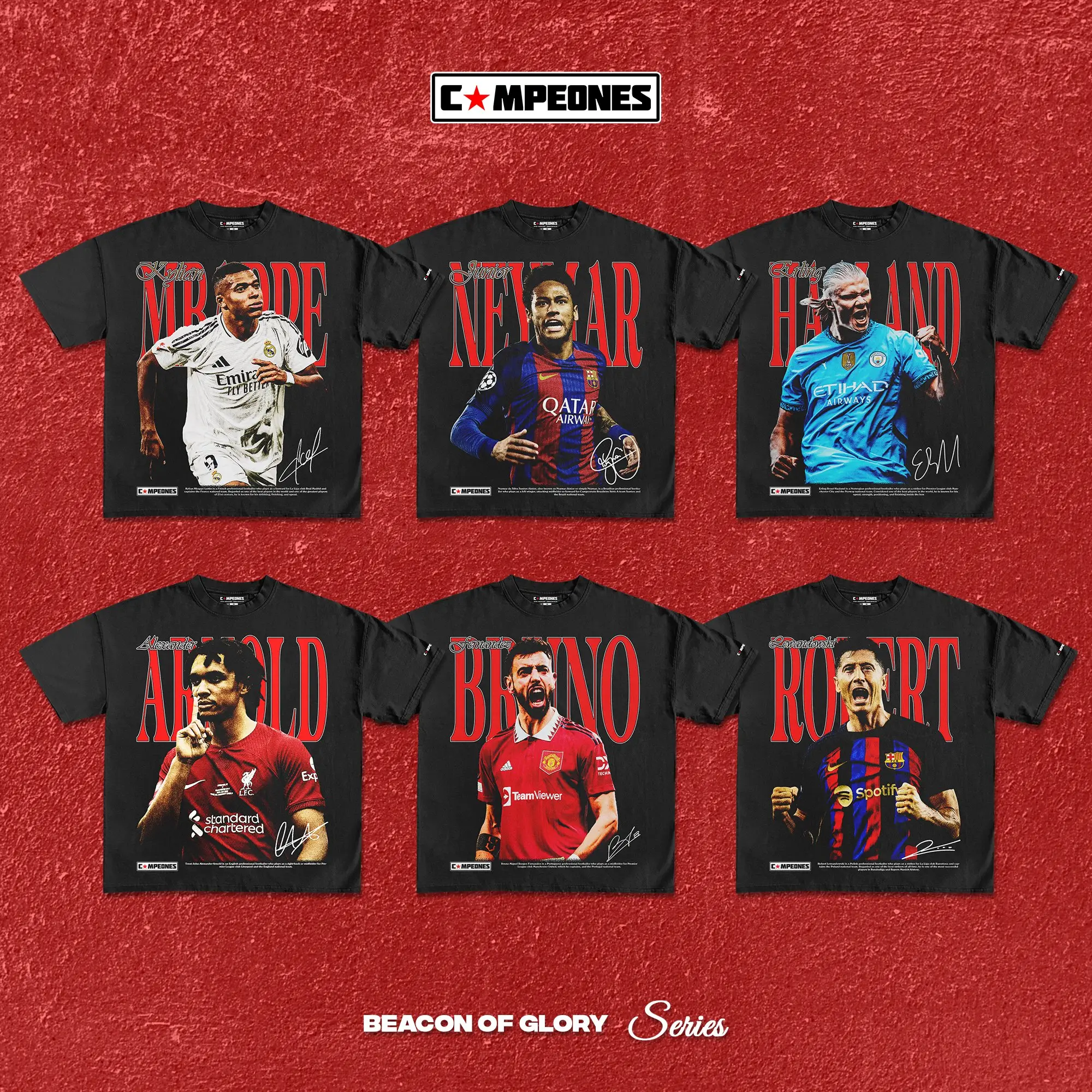 Campeones - Oversize Boxy Tshirt - Football Player Mbappe Neymar Haaland Trent Alexander Arnold Bruno Fernandes Lewandowski Kaos Bola