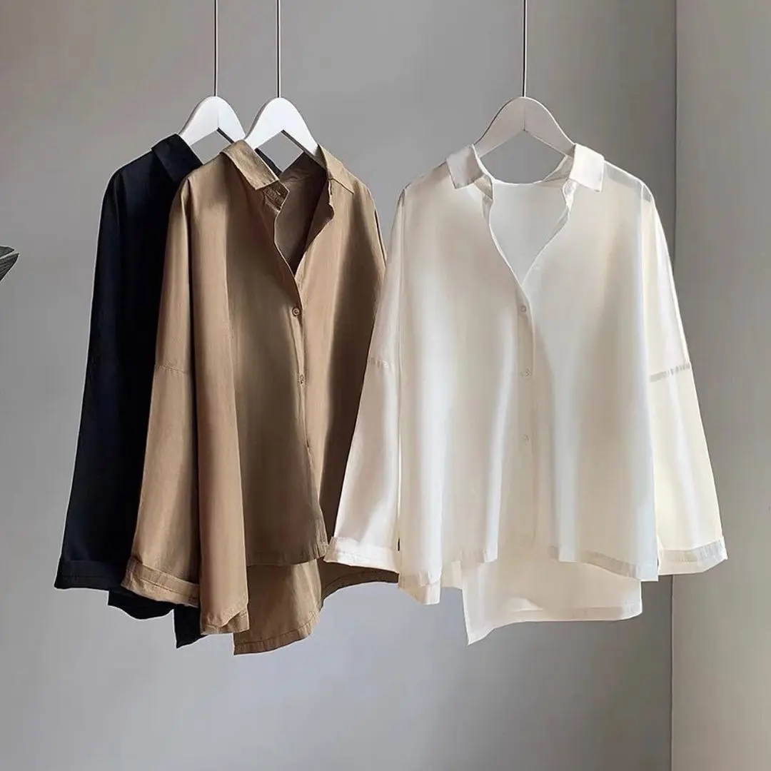 GLEEN TOP KEMEJA WANITA OOTD KEKINIAN POLOS CASUAL KEMEJA KERJA PUTIH KOREAN STYLE OVERSIZE IMPORT