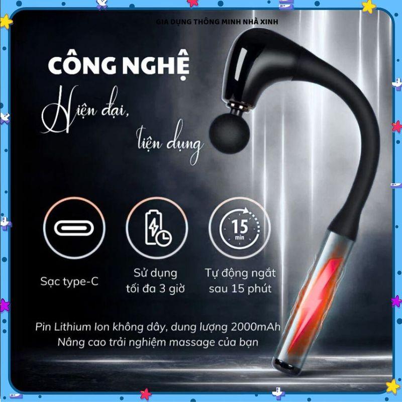MÁY MASSAGE CẦM TAY CAO CẤP RUNG MẠNH, SẠC TYPE-C TIỆN LỢI, Giảm Đau Nhức Cơ…