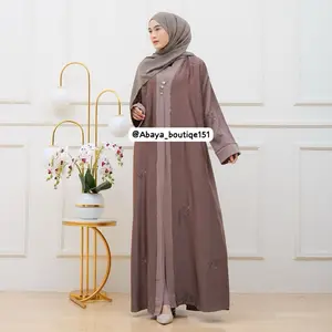 Abaya Ori Saudi Bordir Love Inner Free Pasmina Muslim Wanita Gamis