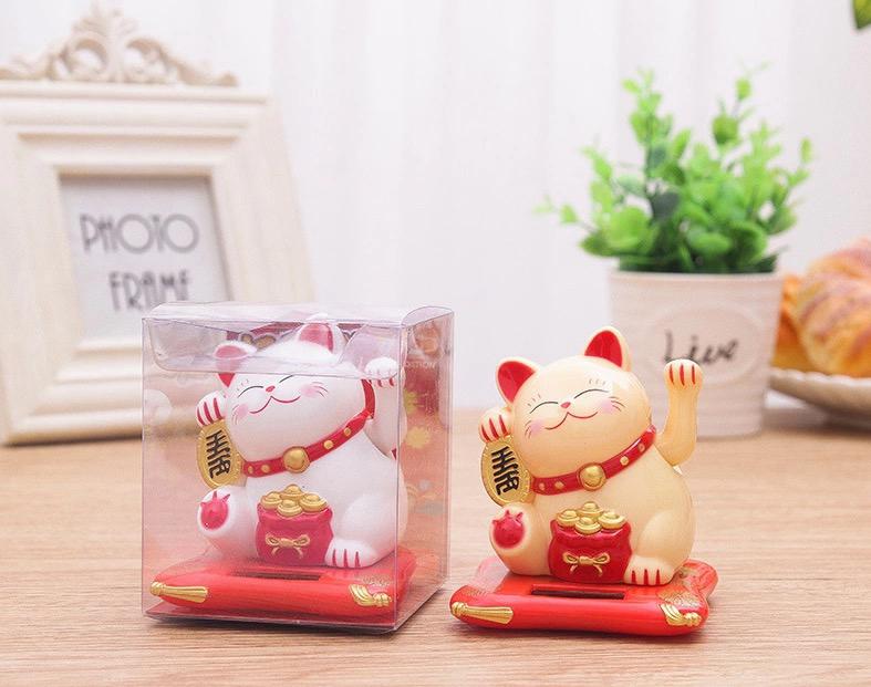 Pajangan Kucing KECIL (6x6x7.5 Cm) untuk Meja Kerja ataupun Rumah (Tenaga Cahaya / Solar)