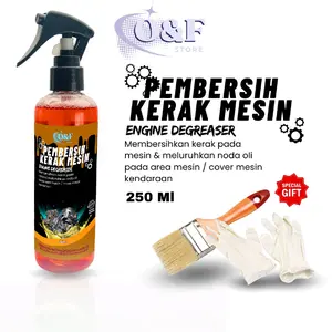O&F pembersih mesin kerak mesin motor/mobil kemasan 250ML Gratis kuas sarung tangan karet  Car Semprot