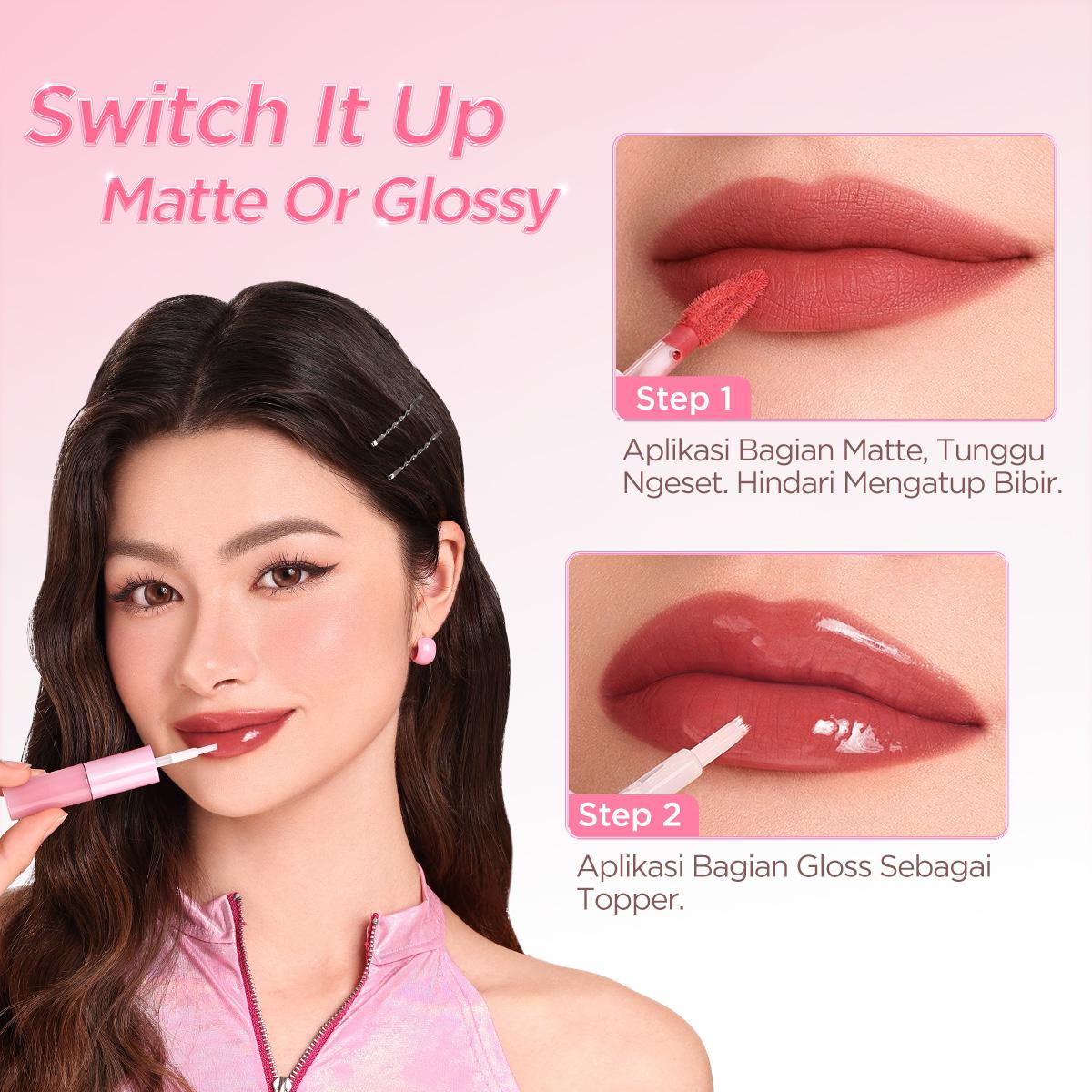 [Pinky]PINKFLASH Stay Fusion Matte & Glossy Lipstick Lasting Transferproof Waterproof Intense Coverage Lightweight Non-sticky 2 IN 1 LIPSTICK L31