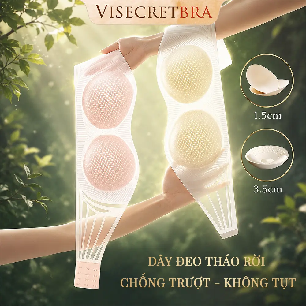 VISECRETBRA Áo Lót Áo Quây Nữ Bra Su Không Dây Nâng Vòng 1 Có Mút Đệm Mỏng Và Mút Đệm Dày Gom Quả Chống Xệ Dây Đeo Tháo Rời Chống Trượt Không Tụt -- A-VN250455