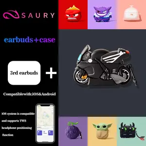 SAURY 3rd Generation Cartoon Silicone Earbuds Case untuk Pelajar - Pelindung Headphone In-ear dengan Desain Kartun Unik