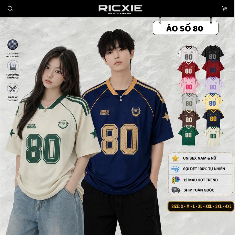 [BẢN MỚI] RICXIE Áo Thun Jersey Nam Nữ Số 80 Oversize Áo Thun Thể Thao Jersey Mát Mẻ - Thích Hợp Mặc Hằng Ngày - Bản Nâng Cấp Viền Dây
