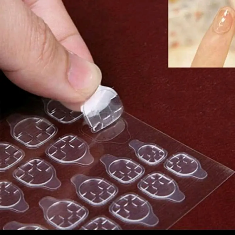[ISI 100 Lembar] Lem Kuku Jelly Double Tape 24pc/Lembar Lem Stiker Kuku Nail Glue Gel High Quality palsu Art Kering 2