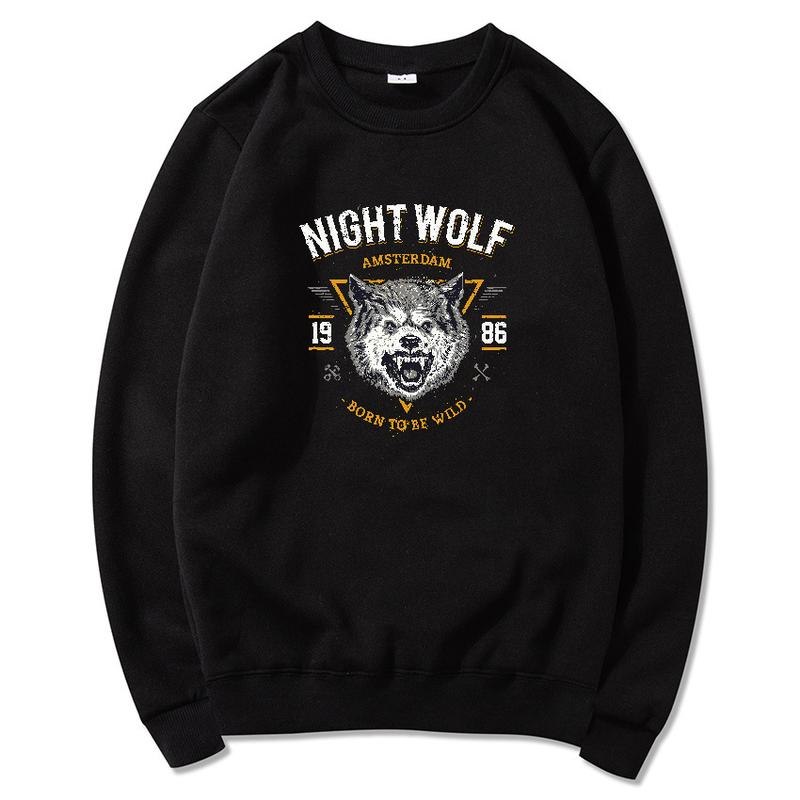 Sweater Crewneck Oversize Pria Sweater Oversize Cowok Word Wolf