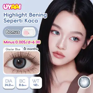 [COD] {Cosplay}New Arrival UYAAI SOFTLENS Glacier Blue brown /Gray Biru 1 Pasang LENSA KONTAK Warna Diameter 14.2 MM-14.5mm MINUS 0-6.00 USE 6 MONTH Eye Soflen