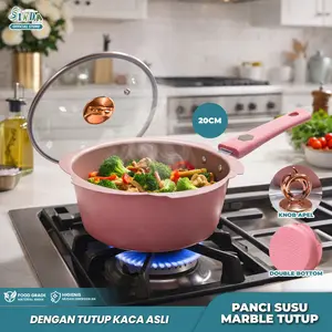 SINDA Panci Susu Bunga Sakura Panci Rebus uk 20cm Panci Bunga Multifungsi Kaca Pink Kitchenware