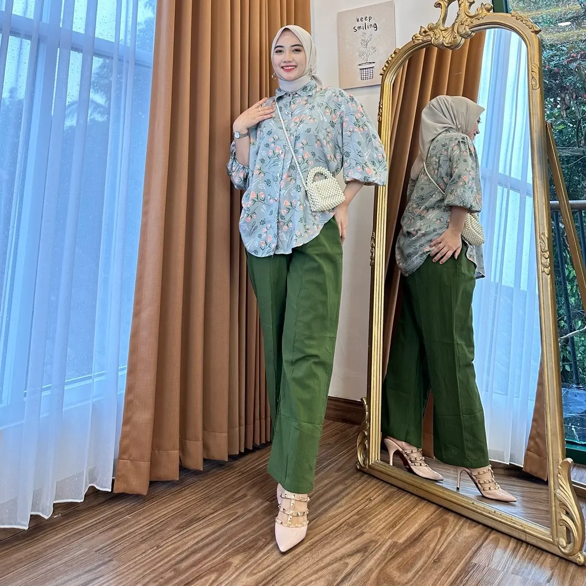 Ayu Set Linen Katun kece Setelan Baju Wanita