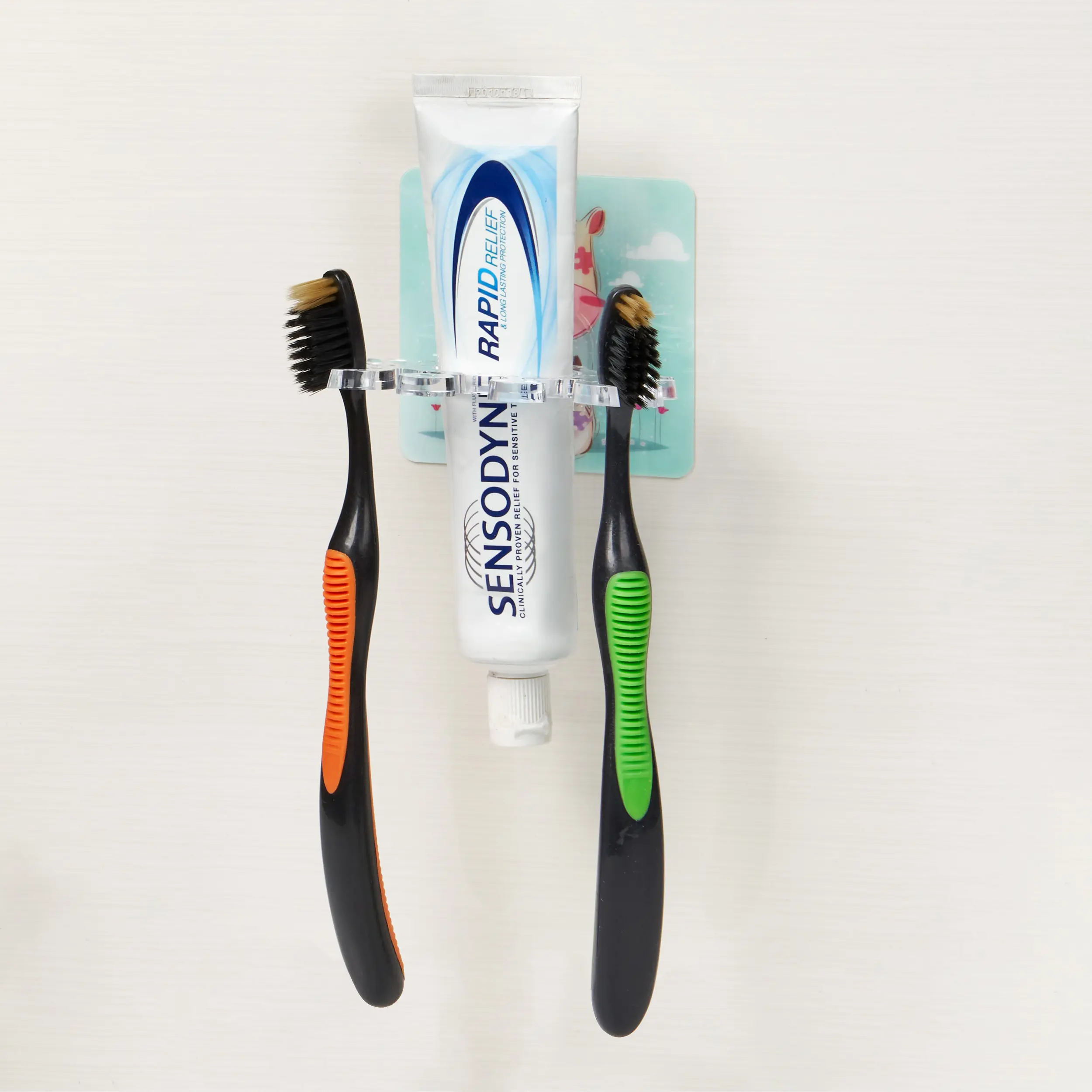TFS Creative & innovative Toothbrush/ Toothpaste Holder/ Shaver. Stick on No Drilling Required