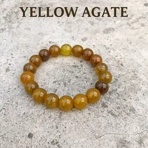 Gelang Batu Alam Asli Yellow Agate - Natural Stone Crystal Healing