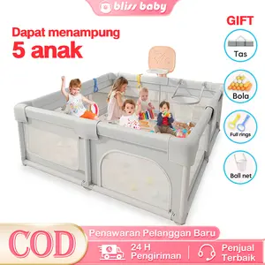 [COD]Pagar Bayi Bermain Playpen Anak 200x200cm Mandi Bola Aman Kokoh Mudah Dipasang Kolam Bermain Lipat Besar Pembatas Kasur Untuk Bayi Balita Rumah Hadiah Anak Playground Indoor