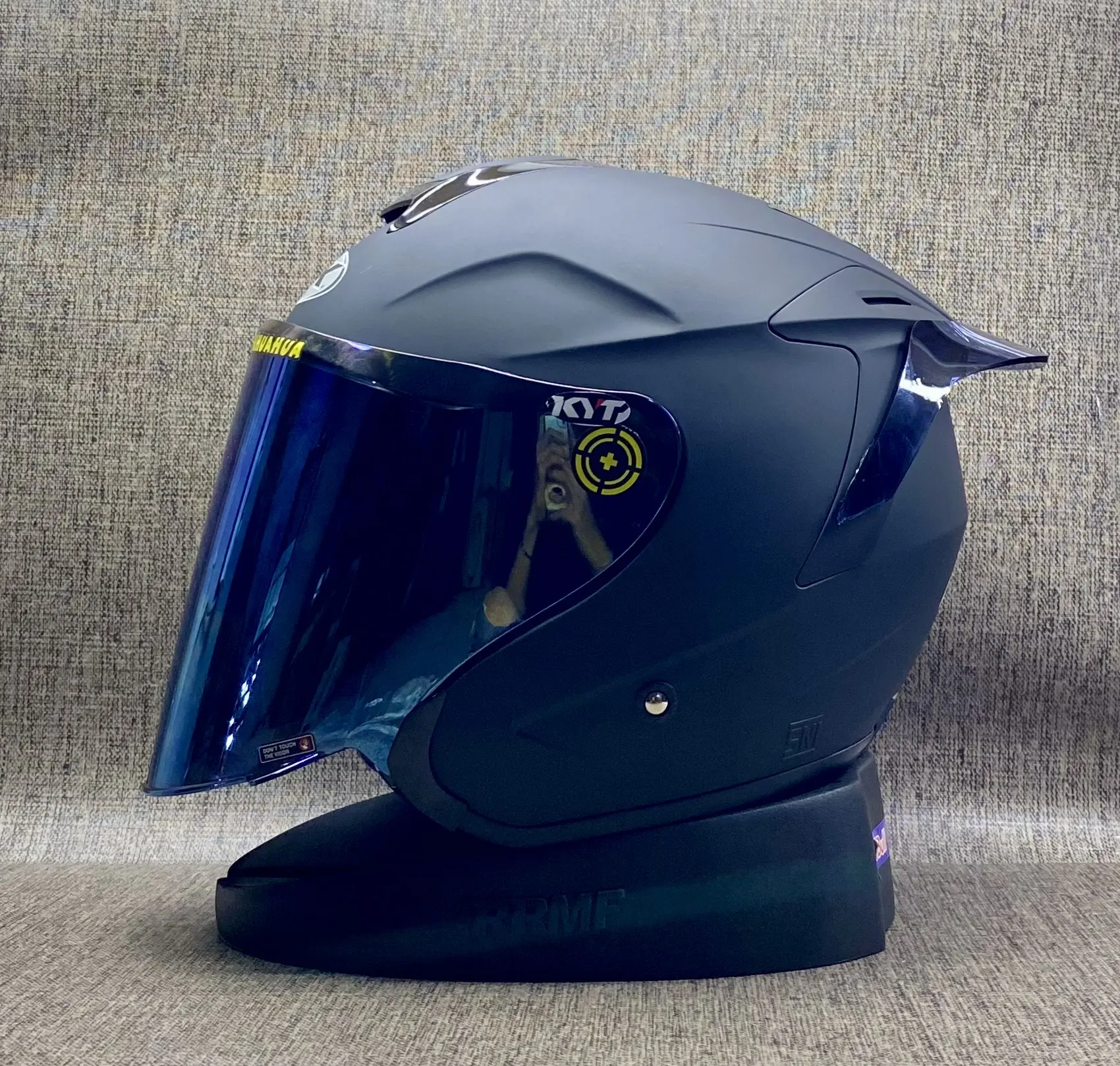 INK DYNAMIC Solid Black Doff || Visor Iridium - Helm Half Face Motorcycle
