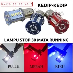 Lampu Rem Stop LED Bayonet 30 Mata Running Kedip Kaki 2 DC-12 V Universal  Motor Mobil