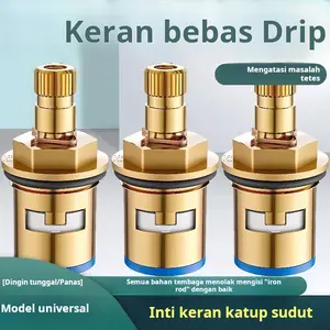 Fitting anti bocor keran universal berbahan tembaga murni, katup sudut, keran air dingin tunggal, inti katup tembaga dapur, pegangan.
