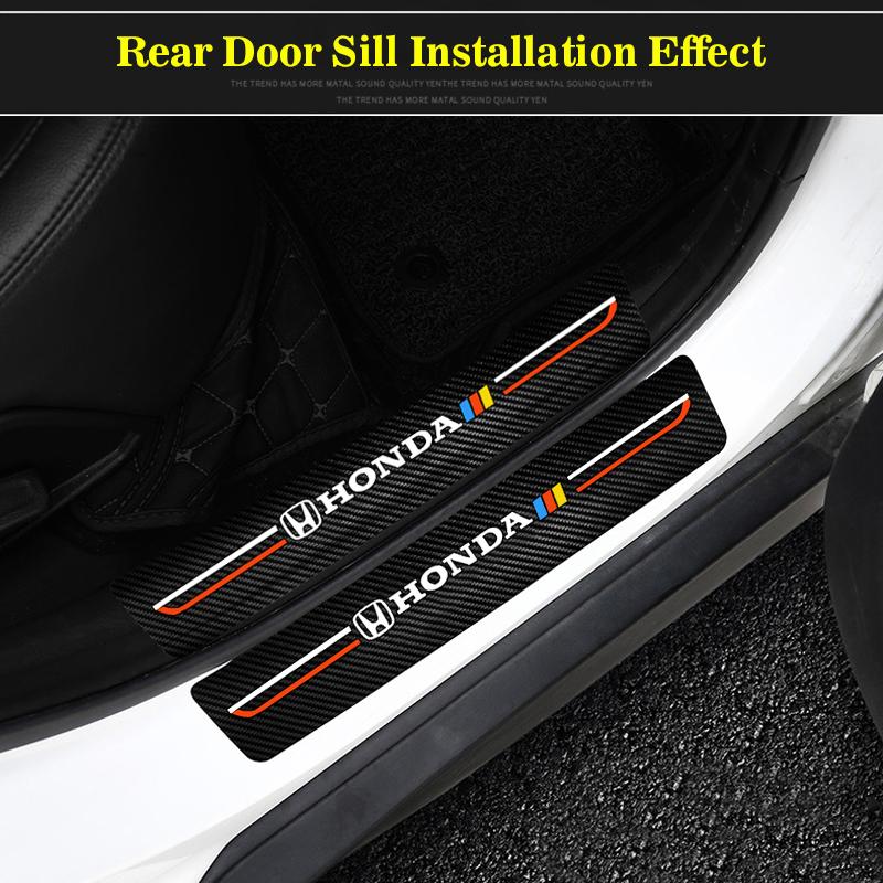 Product Introduction of Thích Hợp Cho Honda City Accord CR-V Jazz Fit Odyssey Brio Bezal Wr-V, Bàn Đạp Cửa, Dải Bệ Cửa, Miếng Dán Trang Trí Xe Hơi Bằng Da Họa Tiết Sợi Carbon Nhãn Dán 8