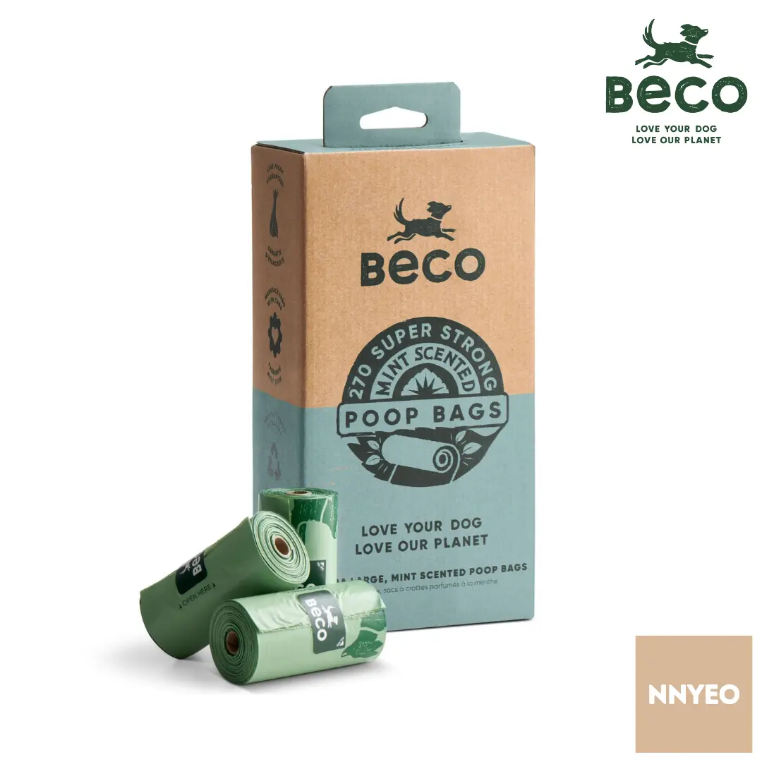 BECO Strong & Leak-Proof Poop Bags, Mint Scented - Made from 100% Recycled Plastic