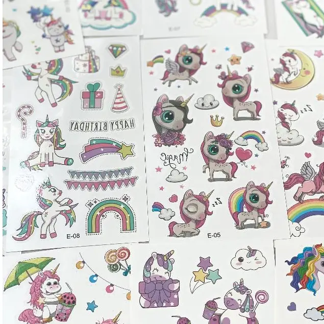 Sticker tato anak tato temporer stiker tato lucu unicorn 4