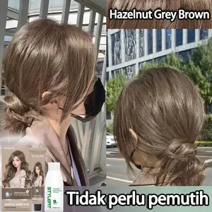 【Tanpa perlu bleach 】STYLE FIT 200ml Tidak perlu pemutihan hair colour pewarna rambut halal Pewarna Herbal Cat Rambut (pewarna rambut ash brown, hair color,Warna rambut,milk tea ash hair color,cat rambut milk tea brown) Hitam Dye cat  rambut coklat tua