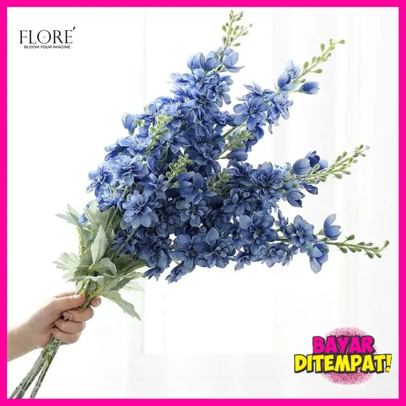 Bunga Snapdragon Cabang2 Bunga Delphinium Sedap Malam/Bunga Artificial Dekorasi/ Bunga Palsu Sedap Malam Dekorasi Tulip (W-189-9) 0