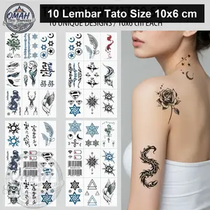 10 Lembar Stiker Tato Temporer Tatto Temporary Size Kecil 10x6 cm Kode D Motif Random