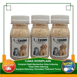 LYSINE BOTOL - Vitamin Penggemuk dan Bulu Kucing Penumbuh Bulu Kucing Pelebat Bulu Obat Bulu Rontok