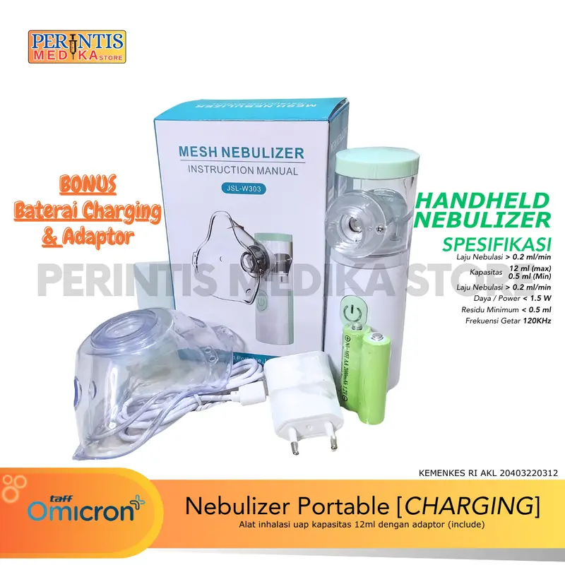 Taff Omicron Handheld Nebulizer Portable Alat Uap Inhalasi JSL W302 USB Charging inhaler  asthma 1