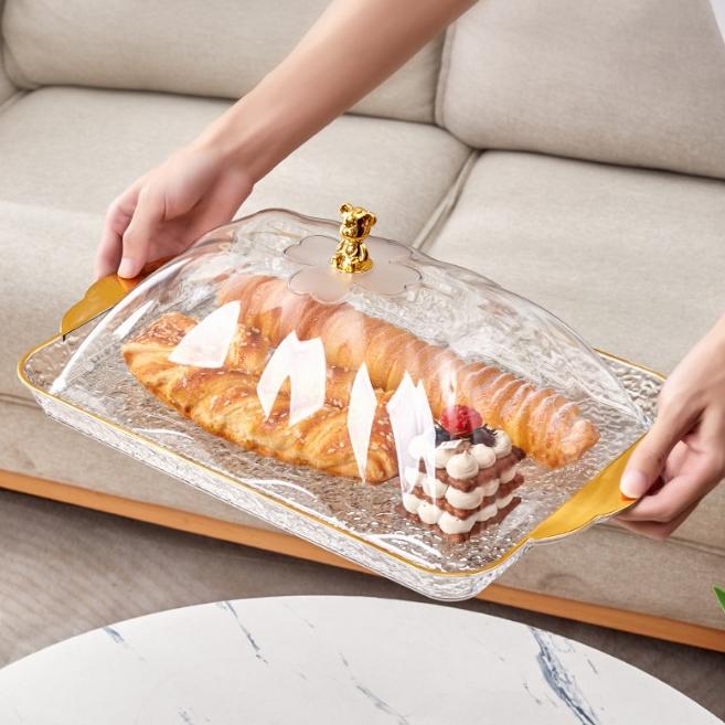 SET Nampan Tray Mewah Nampan Dengan Pegangan Handle Gold Snack Fruit Tray Tempat Penyimpanan Kue - PMJ203 Kitchenware Makan 4