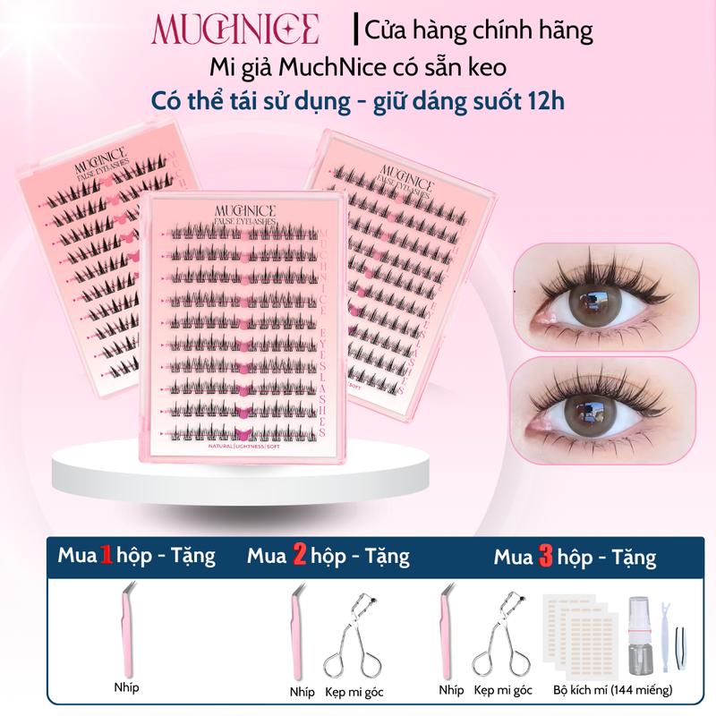 [Mua 2 tặng 2 - Hộp lớn] Mi giả tự dính không cần dùng keo MuchNice dễ gắn, chắc chắn, mềm mại, có thể tái sử dụng nhiều lần Cosmetic nữ Women