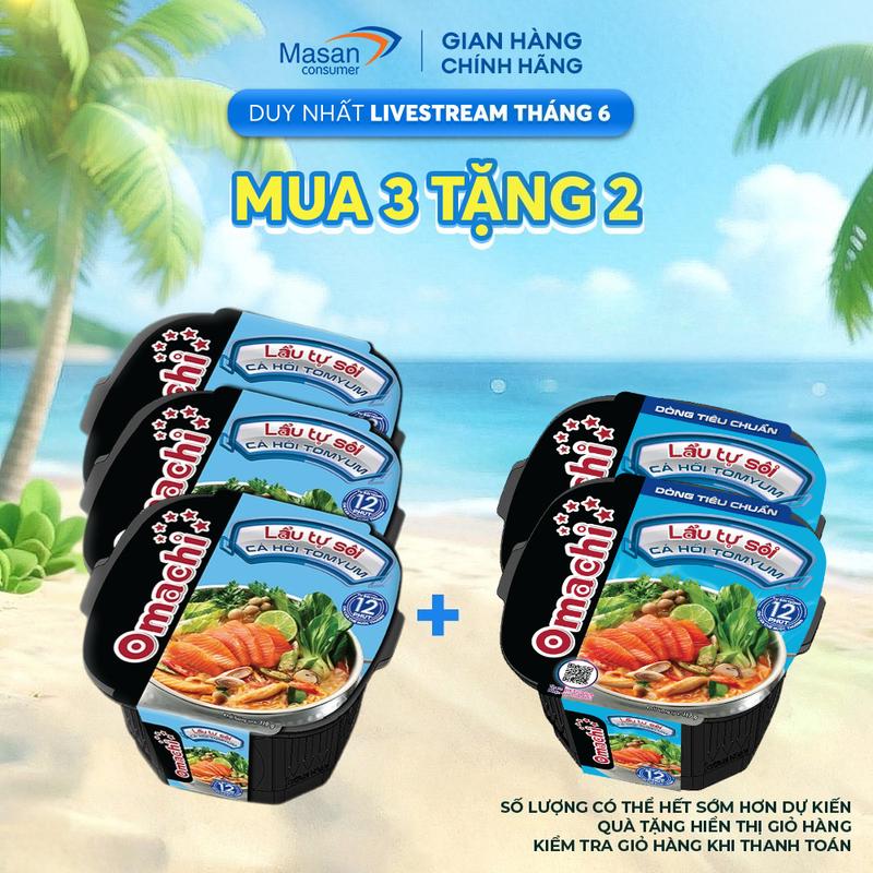 Combo 3 Omachi lẩu tự sôi cá hồi tomyum 117g