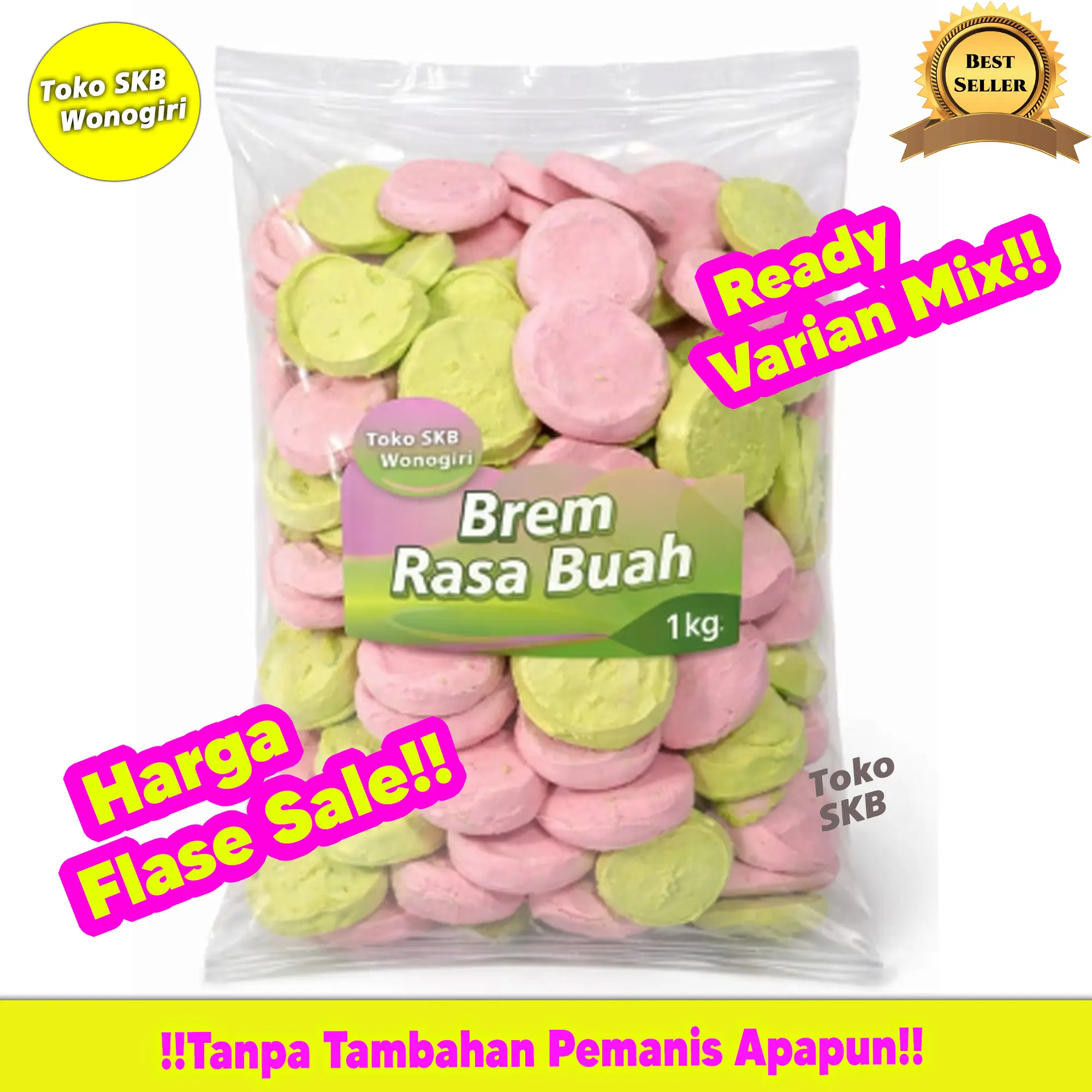 Mix 1Kg Brem Rasa Buah - Buahan Cemilah Sehat Tanpa Gula dan Pengawet