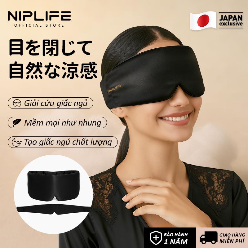 Mặt nạ ngủ NIPLIFE Satin Blackout — mang lại cảm giác mềm mại hơn cả lụa tằm tự nhiên; sản phẩm mềm mại, thoải mái, không gây áp lực, giúp chắn sáng hiệu quả và có dây đeo tùy chỉnh được.