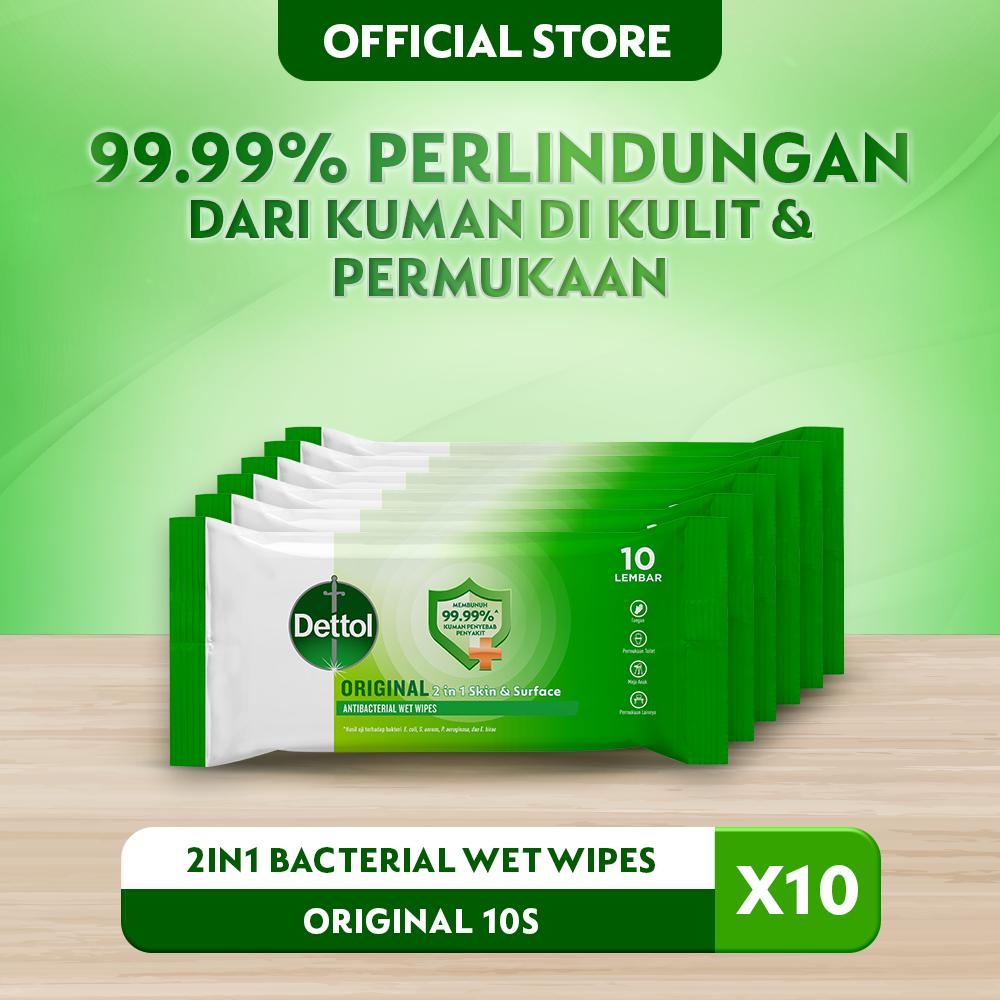 Dettol Tisu Basah Original Anti Bakteri 10s (10 pcs) - Wet Wipes Tissue