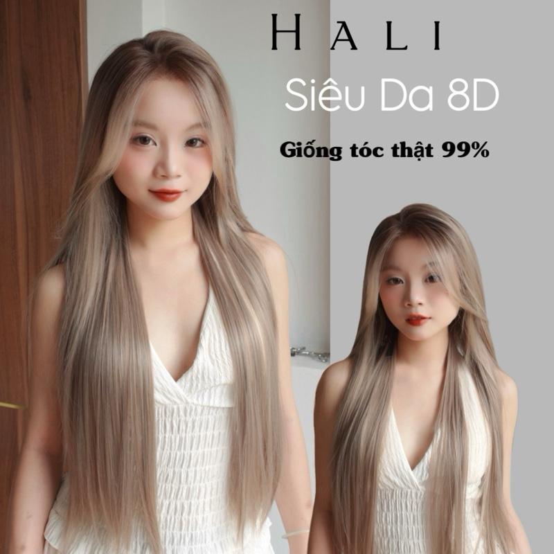 Tóc Giả HaLi siêu da 8D Nguyên Đầu  Dáng Thẳng 70cm Balayage rẽ ngôi full đầu sợi tóc protein nano phủ đa tầng mềm mại giống tóc thật đến 90%
