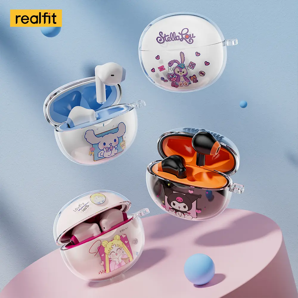 Tai Nghe Nhét Tai Nghe Bluetooth Realfit F2, Thiết Kế Hoạt Hình Dễ Thương, Đầy Màu Sắc, BT5.3, Tai Nghe Không Dây Mini, Có Mic | BigBuy360 - bigbuy360.vn