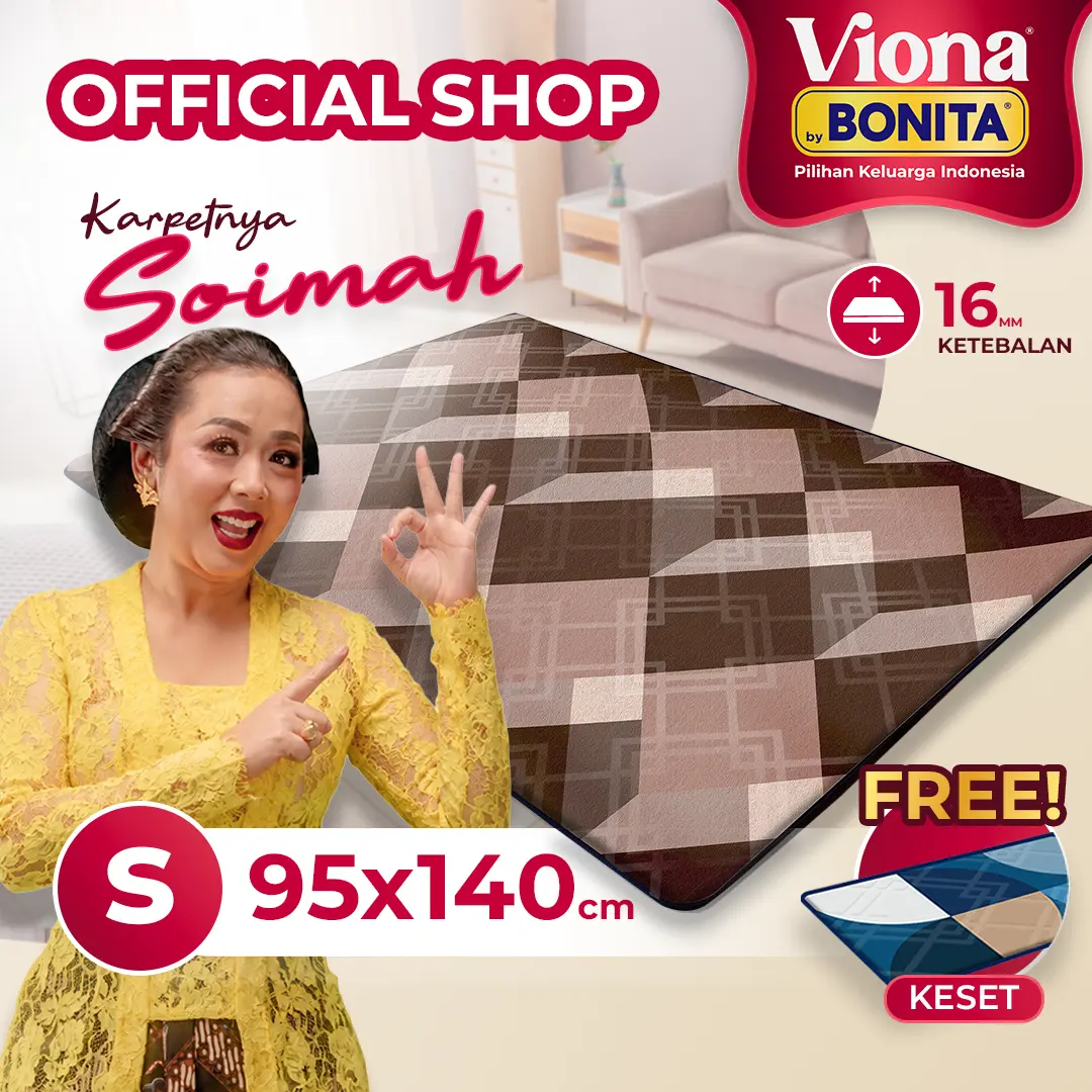 [95x140] Karpet Busa Malaysia Motif Minimalis 16mm – Anti Selip | Viona