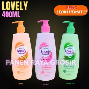Emeron Lovely Natural 3 Pcs Handbody Lotion 400ml Perawatan Tubuh Mencerahkan Kulit Honey Sakura Green Tea