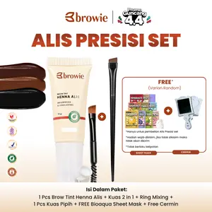 [Alis Presisi Set] browie Tint Henna Alis Eyebrow + Brush Concealer Pipih+ Free Masker Bioaqua + FREE Cermin