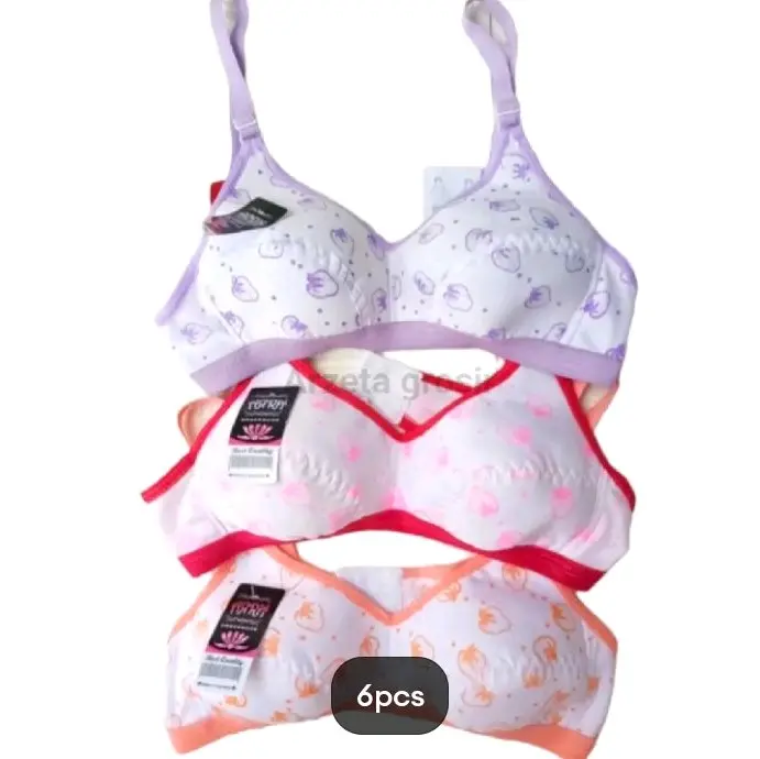 3pcs 6pcs BH Remaja Tanpa Busa Tanpa Kawat Motif Bra 1
