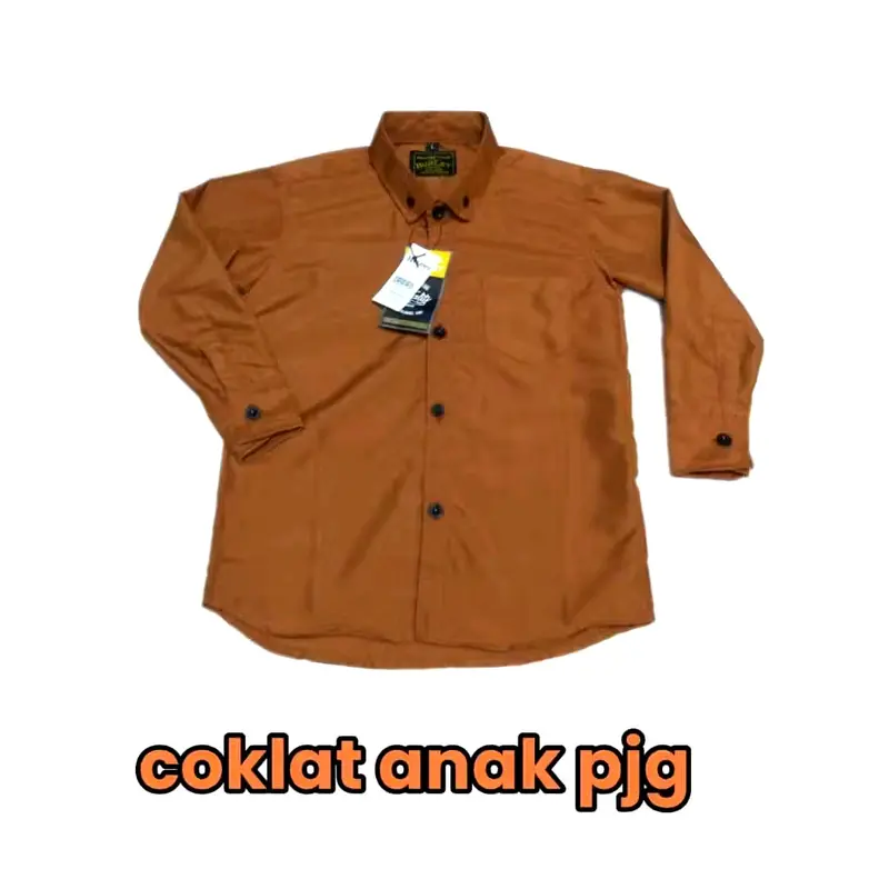 kemeja polos  couple ayah dan anak  warna coklat ukuran lengkap bahan katun signature 1