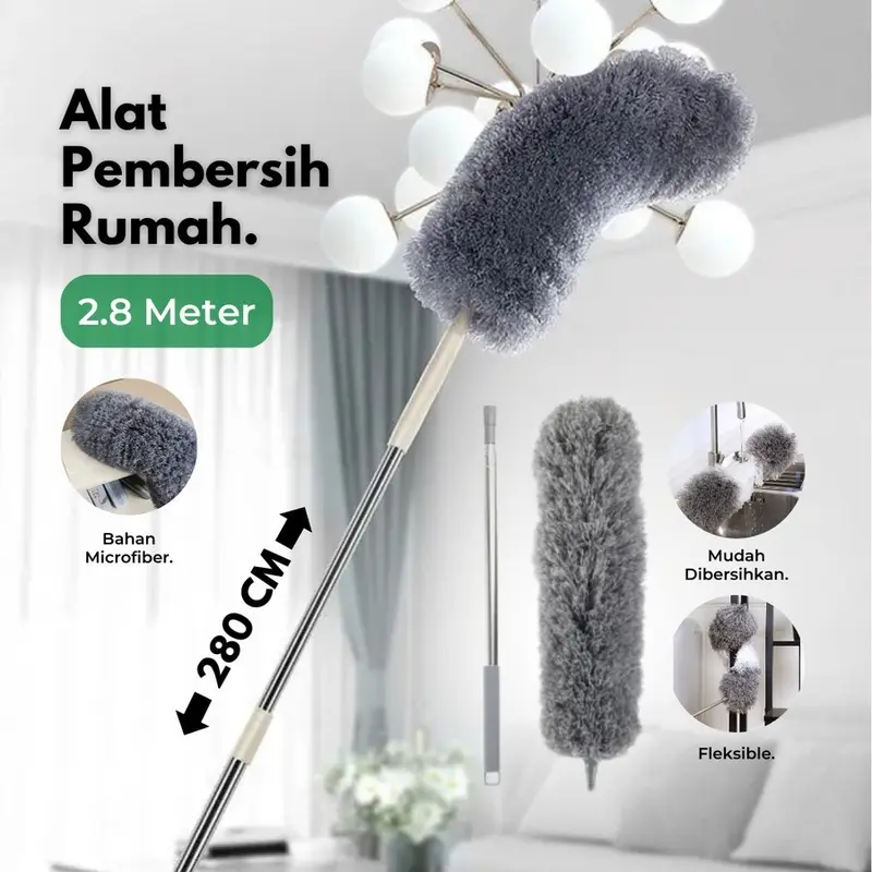 Kemoceng Microfiber 280cm Tarik Tekuk Panjang Alat Pembersih Langit-Langit Rumah/Alat Pembersih Rumah / Kemoceng Bulu Microfiber Gagang Panjang / Kemoceng Adjustable 0