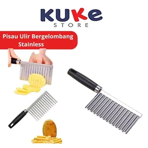 Pisau Ulir Pemotong Kentang Pisau Gerigi Irisan Acar Wortel Serbaguna Kitchenware