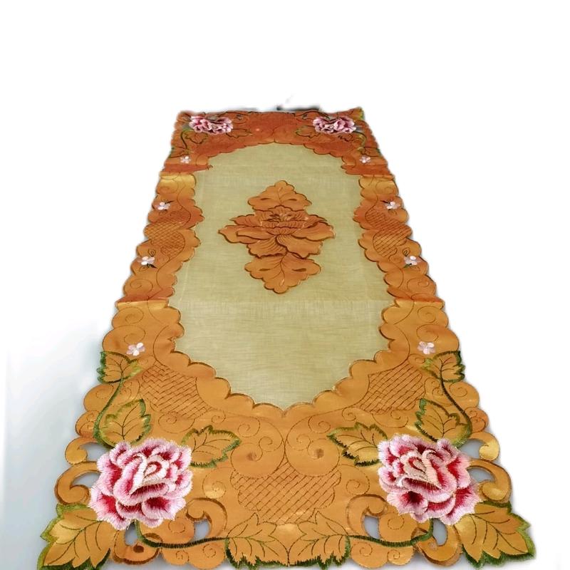 taplak meja tamu bordir impor,motif serat nanas UK 40x100cm Bunga Dekorasi 5