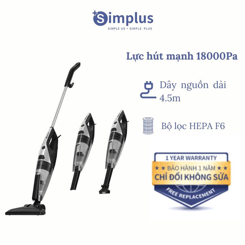 SimplusVN Máy hút bụi gia đình Simplus XCQH014, lực hút mạnh 18000pa, 3 đầu hút thay thế, dây dài 4.5M Làm Sạch Dễ Dàng Bảo hành 1 năm chỉ đổi không sửa