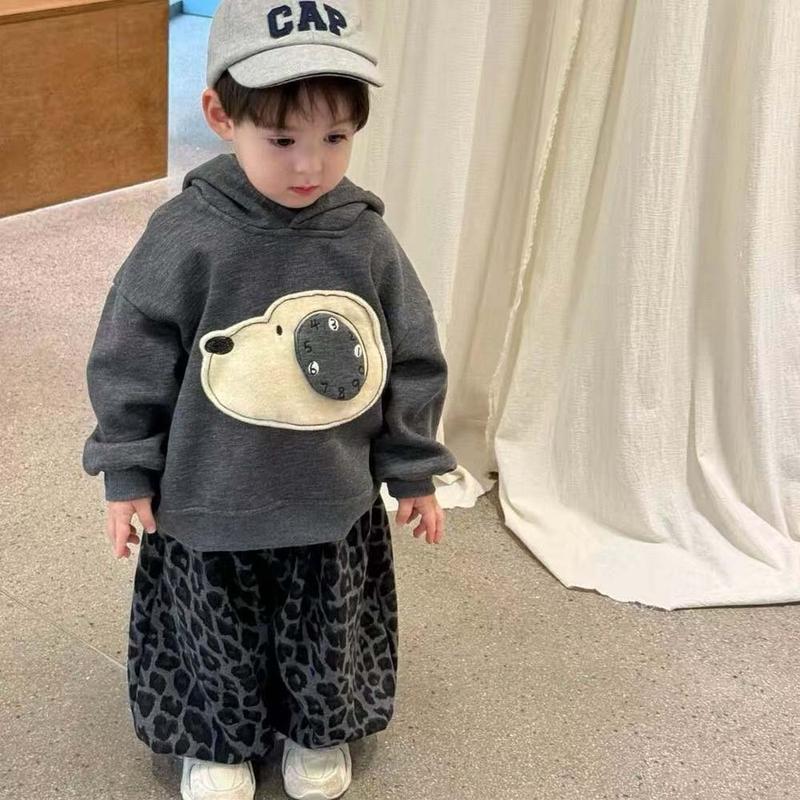 Lót lông Set nỉ hoodie tone xám cún quần da beo lót nỉ lông nhung siêu ấm- SE249